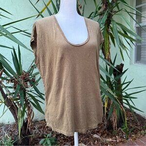 FRAME Organic Army Brown Green Scoop Tee shirt